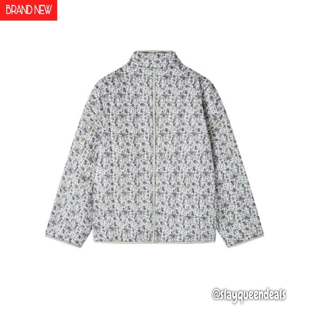 Quilted Puffer Jacket Lightweight Cropped Button Down with Pockets - Picture 3 of 7